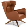 Image de Ãngel CerdÃ¡ - Fauteuil Pivotant RevÃªtu de Similicuir Marron - Dossier Haut - Structure en Bois de FrÃªne Finition Noyer - Design Moderne pour Salons et Espaces Lecture - 86 x 75 x 90 cm