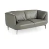 Image de Ãngel CerdÃ¡ - CanapÃ© 2 places recouvert de cuir de vachette gris - Design moderne avec pieds en acier poli foncÃ© - 175 x 90 x 78 cm