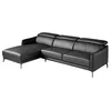 Image de Ãngel CerdÃ¡ - CanapÃ© chaise longue gauche 3 places - RevÃªtement en cuir de vachette noir - Design moderne avec appuie-tÃªte rÃ©glables - 283 x 174 x 75/94 cm