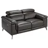 Image de Ãngel CerdÃ¡ - CanapÃ© 2 places en cuir marron chocolat - MÃ©canismes relax et appuie-tÃªte - Structure robuste en pin naturel et pieds en acier noir - Design moderne - 170 x 103 x 99 cm