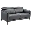 Image de Ãngel CerdÃ¡ - CanapÃ© 2 places en cuir de vachette noir - Design moderne avec appuie-tÃªte articulÃ©s indÃ©pendants - Structure robuste en pin naturel et pieds en acier noir - 157 x 100 x 94 cm