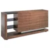 Image de Buffet en noyer et vitrail noir