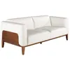 Image de Ãngel CerdÃ¡ - CanapÃ© 3 places recouvert de cuir blanc avec dÃ©tails en noyer - Design moderne et sophistiquÃ© - Structure en bois de pin et pieds en noyer - 209 x 92 x 77 cm