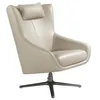 Image de Fauteuil pivotant en cuir gris taupe