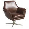 Image de AC ANGEL CERDÃ Ãngel CerdÃ¡ - Fauteuil Pivotant RevÃªtu de Cuir - 82 x 74 x 85 cm en Cuir Cognac et Acier Inoxydable Poli - Confort Avant-gardiste et Style SophistiquÃ© - Fauteuil Relax Reclinable