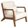 Image de Ãngel CerdÃ¡ - Fauteuil Confident RevÃªtu de Tissu BouclÃ© Blanc avec Structure en Bois de Noyer - Design Moderne avec Accoudoirs - Fauteuils pour Salon, Espace Lecture et Chambre - 68 x 86 x 74 cm