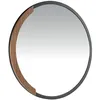 Image de Miroir mural rond Ø80x4 cm en acier inoxydable peint noir avec détail latéral en bois plaqué noyer 0,5 mm, design moderne et élégant   Ángel Cerdá S.L.
