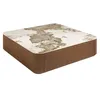 Image de Table basse carrÃ©e en porcelaine, marbre et noyer
