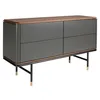 Image de ANGEL CERDÃ â Commode en Bois Gris FoncÃ© avec Plateau en Noyer â Commode de Chambre avec 4 Tiroirs Push & Pull â Pieds en Acier Noir â Design Moderne et SophistiquÃ© â 140 x 45 x 80 cm