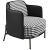 Image de Angel CERDÃ - Fauteuil en Tissu Blanc et Noir avec Dossier en Similicuir Noir - Fauteuil de Design Moderne avec Pieds en Acier Poli FoncÃ© - 68 x 70 x 73 cm
