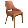Image de ANGEL CERDÃ â Chaise de salle Ã  manger moderne â Design avant-gardiste et intemporel â 54 x 61 x 83 cm â TapissÃ©e en similicuir marron avec pieds en bois plaquÃ© noyer naturel