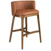 Image de Tabouret 53x51x84 cm en Similicuir Marron avec Pieds en Bois PlaquÃ© Noyer, Hauteur dâAssise 66 cm et Mousse 25 kg/mÂ³ â ModÃ¨le 4158 Ãngel CerdÃ¡