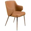 Image de Angel CerdÃ¡ - Chaise de salle Ã  manger en similicuir marron - 47 x 61 x 88 cm - Assise ergonomique avec dossier enveloppant et pieds en acier inoxydable finition laiton dorÃ©