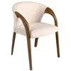 Image de ANGEL CERDÃ - Chaise de salle Ã  manger avec accoudoirs tapissÃ©e en velours crÃ¨me et pieds en bois de noyer - Chaise de design moderne et Ã©lÃ©gante pour cuisine ou salon - 62 x 61 x 78 cm