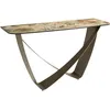Image de Console 150x50x80 cm en marbre céramique beige tons terre et gris avec pieds en acier inoxydable taupe métallisé, design moderne, élégante et résistante   Ángel Cerdá S.L.