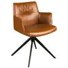 Image de Angel CerdÃ¡ â Chaise pivotante tapissÃ©e en similicuir marron cognac â Design enveloppant, Ã©lÃ©gant et fonctionnel â 57 x 61 x 82 cm â Dossier courbÃ©, assise rembourrÃ©e et base pivotante en acier noir mat