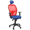 Image de Piqueras Y Crespo Chaise De Bureau Ergonomique Jorquera - Piqueras Y Crespo - Rouge Maille, Bali Bleu, Appui-Tête Fixe