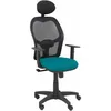 Image de Chaise AlocÃ©n Maille Noire SiÃ¨ge Bali Vert PÃ©trole Accoudoirs RÃ©glables Appui-tÃªte Fixe