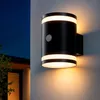 Image de Applique Murale ExtÃ©rieure Solaire Led Aluminium Avec DÃ©tecteur De Mouvement Draco Noir