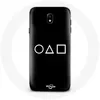 Image de Coque pour Samsung Galaxy J5 2017 Squid Game logo symboles cercle carre triangle Fond Noir Maniacase