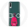 Image de Coque pour Samsung Galaxy A50 Squid Game Soldat Rouge avec Masque Cercle Fond Vert Maniacase