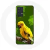 Image de Coque pour Samsung Galaxy A13 4G / A13 4G Lite Oiseaux de Perruches jaune Fond Vert Maniacase