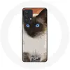 Image de Coque pour Samsung Galaxy A13 4G / A13 4G Lite Siamois Noir et blanc Yeux Bleus Maniacase