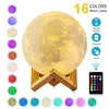 Image de Lampe Lune 3D Tactile Veilleuses Enfant Lampe de chevet USB Rechargeable 16 Couleurs avec Telecommande cadeau créatif 15 cm