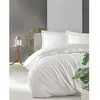 Image de Parure De Lit - 1 Housse De Couette 220 X 240 Cm + 2 Taies D'oreiller 60 X 60 Cm - SatinÃ© 100% Coton - Blanc