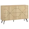 Image de Buffet bas 123cm bois motif gÃ©omÃ©trique chÃªne clair