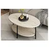 Image de Table basse en bois "Elis" - 90 x 60 x 36 cm - Travertin