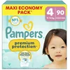 Image de Pampers Premium Protection Taille 4, 90 Couches, 9kg-14kg, Double Protection Pour La Peau Et Contre Les Fuites