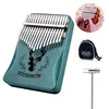Image de Kalimba Pouce Piano 17 Touches en acajou avec sac marteau et livret de musique pour debutants enfants-vert