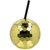 Image de GOBELET BOULE DISCO AVEC PAILLE 650ML OR