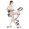 Image de Vélo d'appartement pliant BIGZZIA, Roue d'inertie de 2,5 kg, avec 8 niveaux de résistance réglable, avec dossier et cordon de serrage, blanc