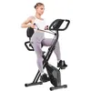 Image de Vélo d'appartement pliant BIGZZIA, Roue d'inertie de 2,5 kg, 8 niveaux de résistance réglable, avec dossier et cordon de serrage