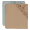 Image de Lot De 2 Draps Housses 60x120 Cm Jersey Sea Green Et Biscuit - Jollein