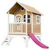 Image de AXI Cabane enfant TOM Brun Blanc avec toboggan Rose