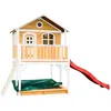 Image de Axi Maisonnette Marc Brun Blanc Avec Toboggan Rouge Et Bac À Sable