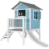 Image de Axi Maisonnette Lodge Xl En Bois Bleue Toboggan Blanc
