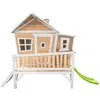 Image de Axi Maisonnette Emma Brun Blanc Avec Toboggan Citron Vert