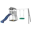 Image de AXI Structure de jeu Beach Tower avec balancoire Nid rond Summer Gris Blanc avec Toboggan Bleu