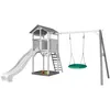 Image de Axi Structure De Jeu Beach Tower Avec 1 Balancoire Siege Nid Rond Blanc Gris Avec Toboggan Blanc
