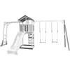 Image de Axi Structure De Jeu Beach Tower Blanc Gris Avec Cadre D'escalade Et 2 Balancoires Et Toboggan Blanc