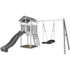 Image de Axi Structure De Jeu Beach Tower Blanc Gris Avec 1 Balancoire Nid Ovale Roxy Et Toboggan Gris