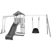 Image de Axi Structure De Jeu Beach Tower Blanc Gris Cadre Escalade Balancoire Nid Ovale Roxy Toboggan Gris