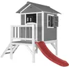 Image de Axi Maison Enfant Beach Lodge Xl En Gris Avec Toboggan En Rouge