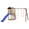 Image de AXI Beach Tower avec Balancoire Double Marron Bleu Toboggan
