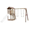 Image de AXI Beach Tower avec Balancoire Double Marron Toboggan Blanc