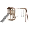 Image de AXI Beach Tower avec Balancoire Double Marron Toboggan Gris